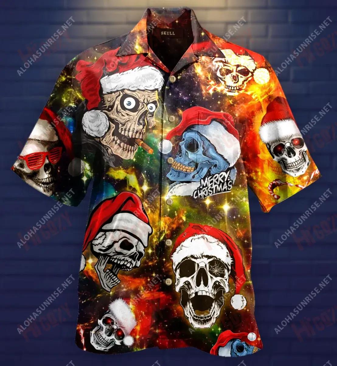 Skull Galaxy Short Short Sleeve Shirt Vacation Aloha Shirt Hawaiian Crazy Shirts Hawaiian Shirts For Men{Size}