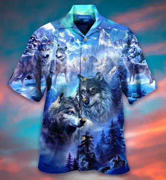 When You Run With The Wolves, One Must Howl With The Pack Unisex Short Sleeve Shirt Ocean Aloha Shirt Vintage Hawaiian Shirts Crazy Shirts Hawaii{Size}