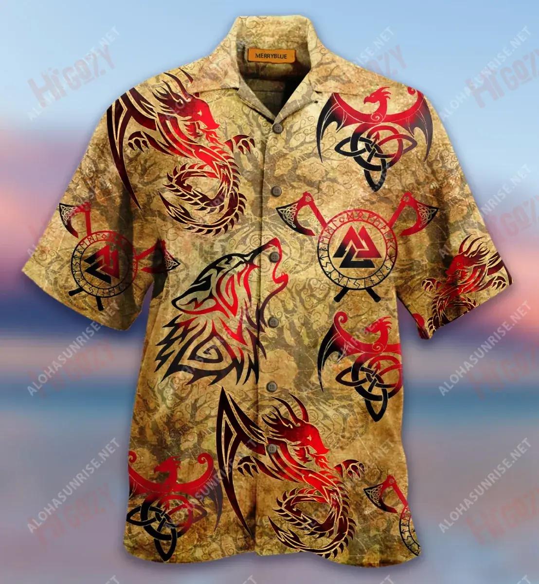 Vikings Blood In My Veins Short Sleeve Shirt Ocean Tropical Shirts Tactical Hawaiian Shirt Hawaiian Shirt Pattern{Size}