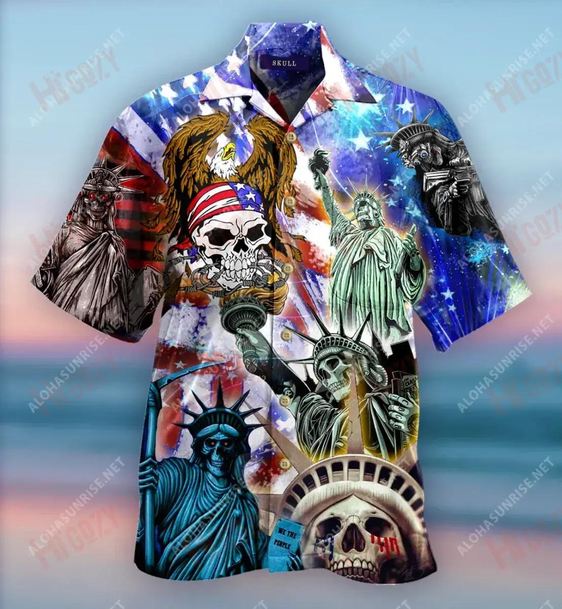 Skulls Love Their Country Too Short Short Sleeve Shirt Hobbies Aloha Shirt Tropical Shirts For Men Hawaiian Shirts For Men{Size}