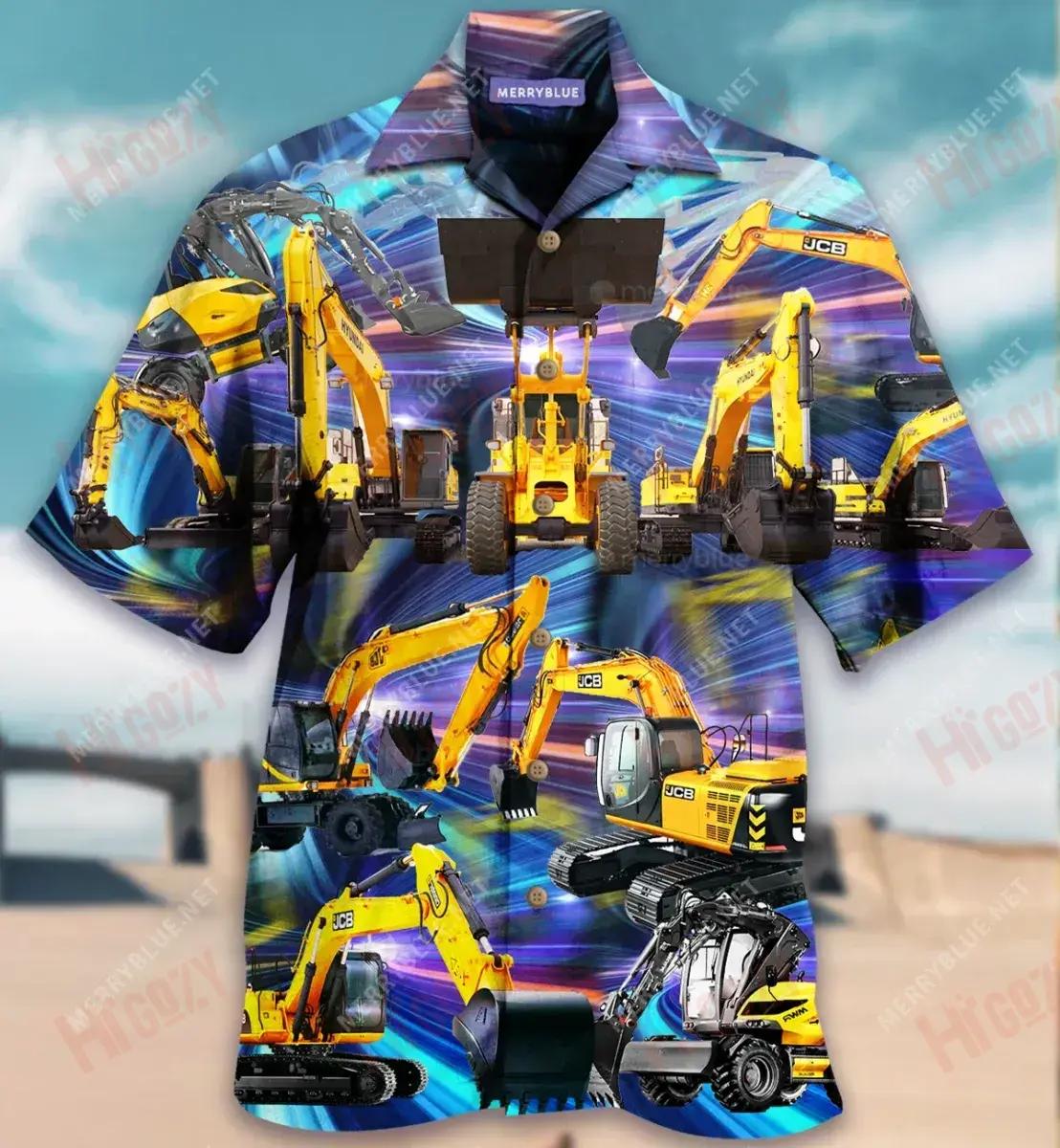 With Drive And A Bit Of Talent, You Can Move Mountains Excavator Unisex Hawaiian Shirt Vacation Short Sleeve Tropical Shirts For Men Hawaiian Shirts For Women{Size}