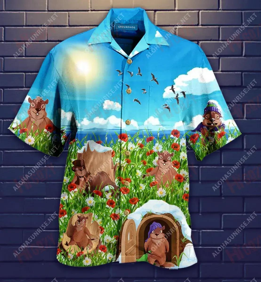 Spring Is Coming Groundhog Short Hawaiian Shirt Hobbies Hawaiian T Shirts Tropical Shirts For Men Crazy Shirts Hawaii{Size}