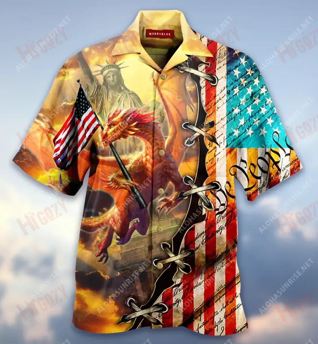 This Flag Is Guarded By Dragons Unisex Hawaiian Shirt Summer Short Sleeve Vintage Hawaiian Shirts Hawaiian Shirt Pattern{Size}