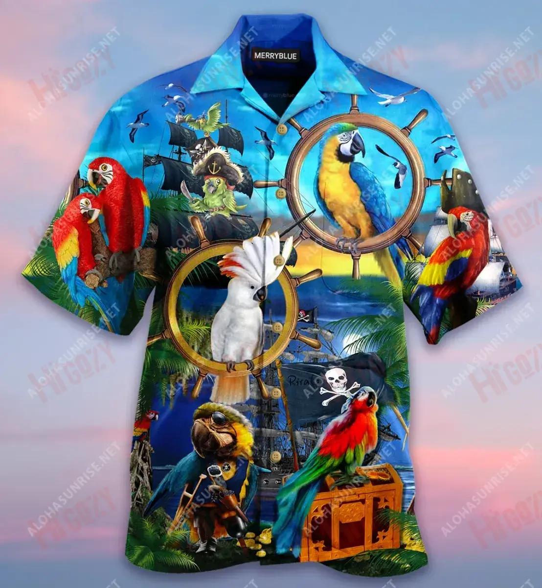 Talk Like A Pirate, Play Like A Parrot Unisex Hawaiian Shirt Vacation Short Sleeve Best Hawaiian Shirts Hawaiian Shirt Pattern{Size}