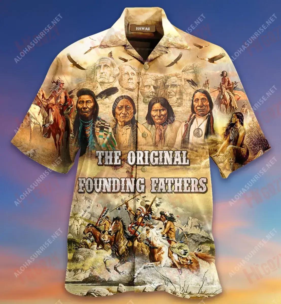 The Original Founding Fathers Native American Short Sleeve Shirt Ocean Aloha Shirt Best Hawaiian Shirts Hawaiian Shirts For Women{Size}