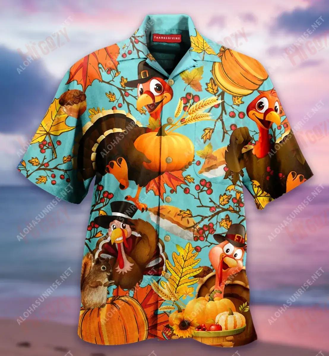 Thanksgiving Turkey Unisex Short Sleeve Shirt Summer Tropical Shirts Hawaiian Crazy Shirts Hawaiian Shirts For Women{Size}