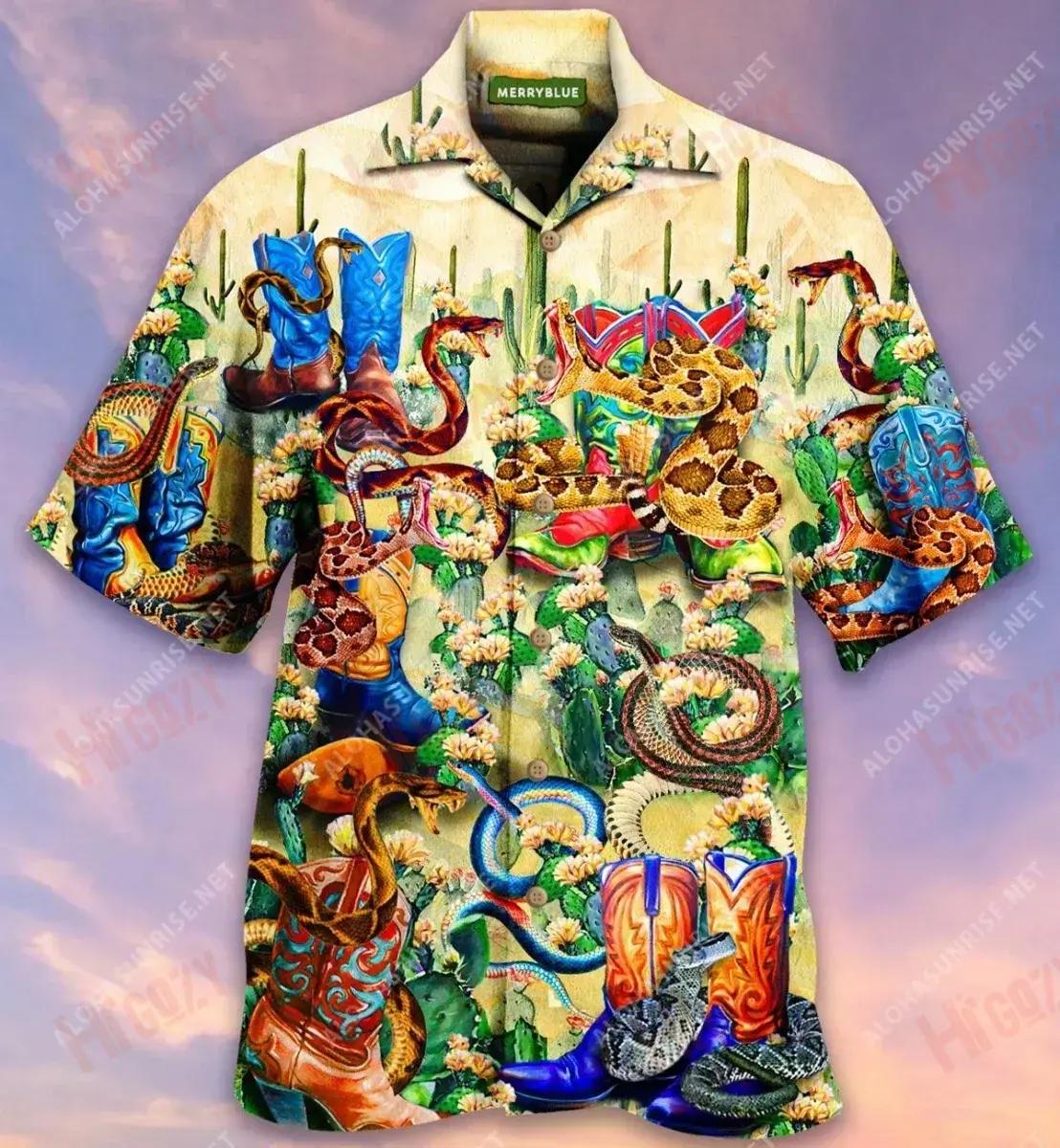 There Is A Snake In My Boots Unisex Short Sleeve Shirt Ocean Aloha Shirt Best Hawaiian Shirts Hawaiian Shirts For Men{Size}