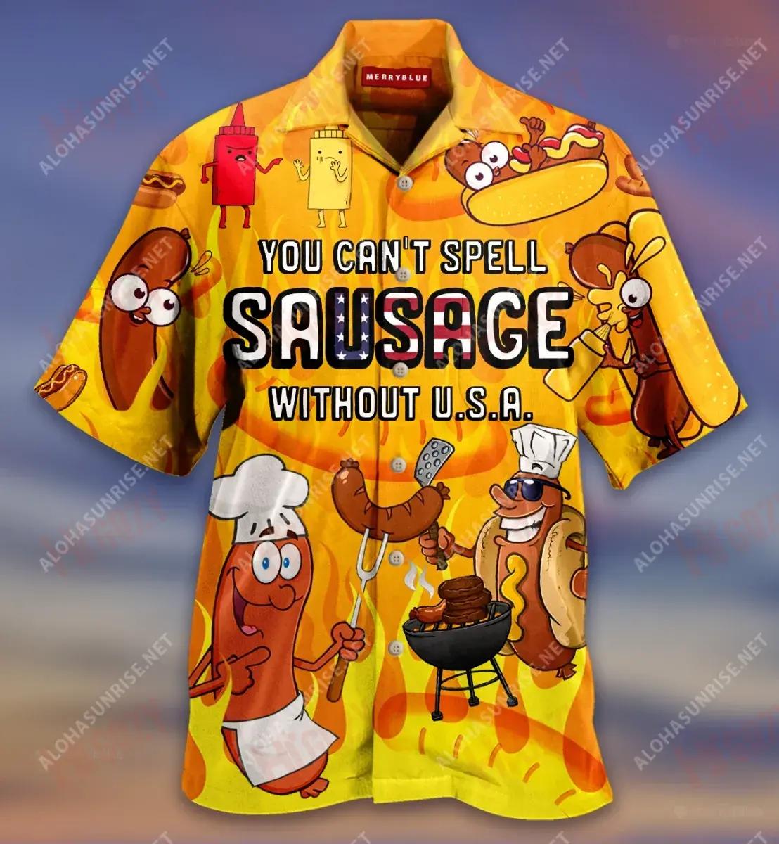 You Can'T Spell Sausage Without Usa Unisex Short Sleeve Shirt Vacation Hawaiian T Shirts Custom Hawaiian Shirts Hawaiian Shirts For Men{Size}