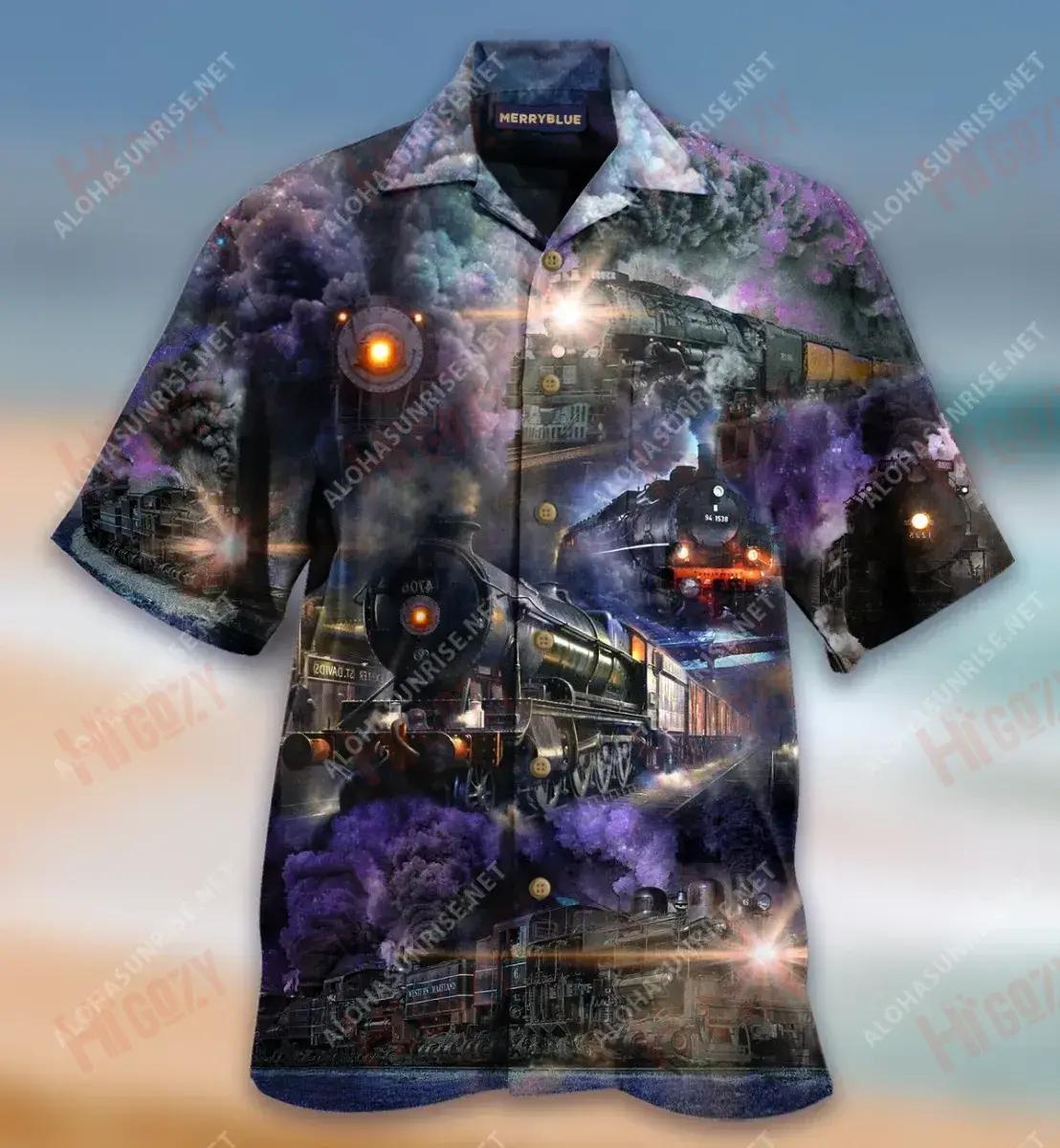 The Bilowing Trains Unisex Short Sleeve Shirt Hobbies Tropical Shirts Hawaiian Crazy Shirts Funny Hawaiian Shirts{Size}