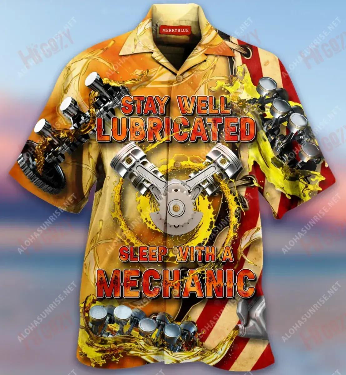 Stay Well Lubricated Sleep With A Mechanic Unisex Short Sleeve Shirt Ocean Short Sleeve Tropical Shirts For Men Hawaiian Shirt Pattern{Size}