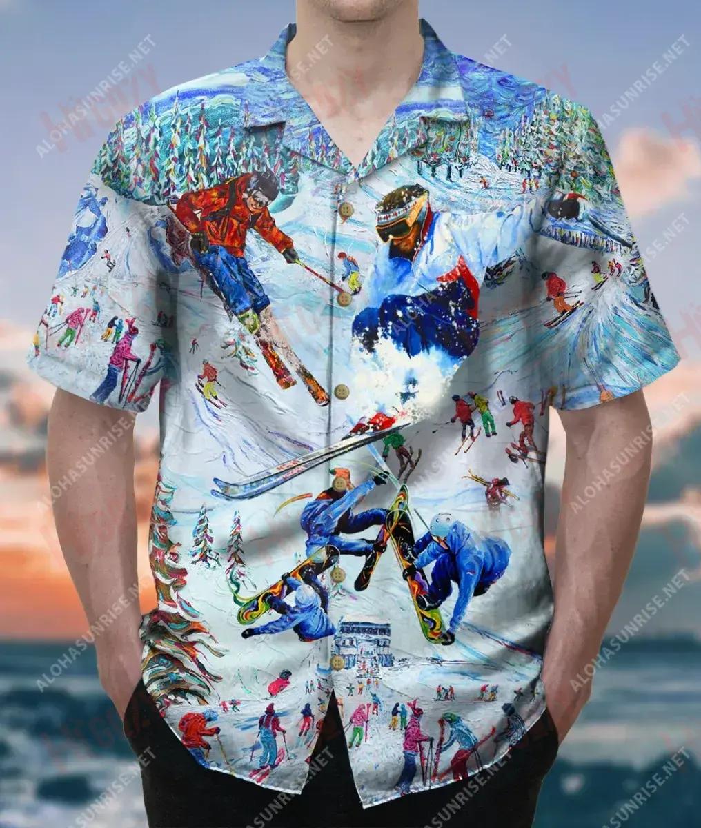 Skiing Is The Best Next Thing To Have Wings Unisex Short Sleeve Shirt Vacation Aloha Shirt Tropical Shirts For Men Hawaiian Shirts For Men{Size}