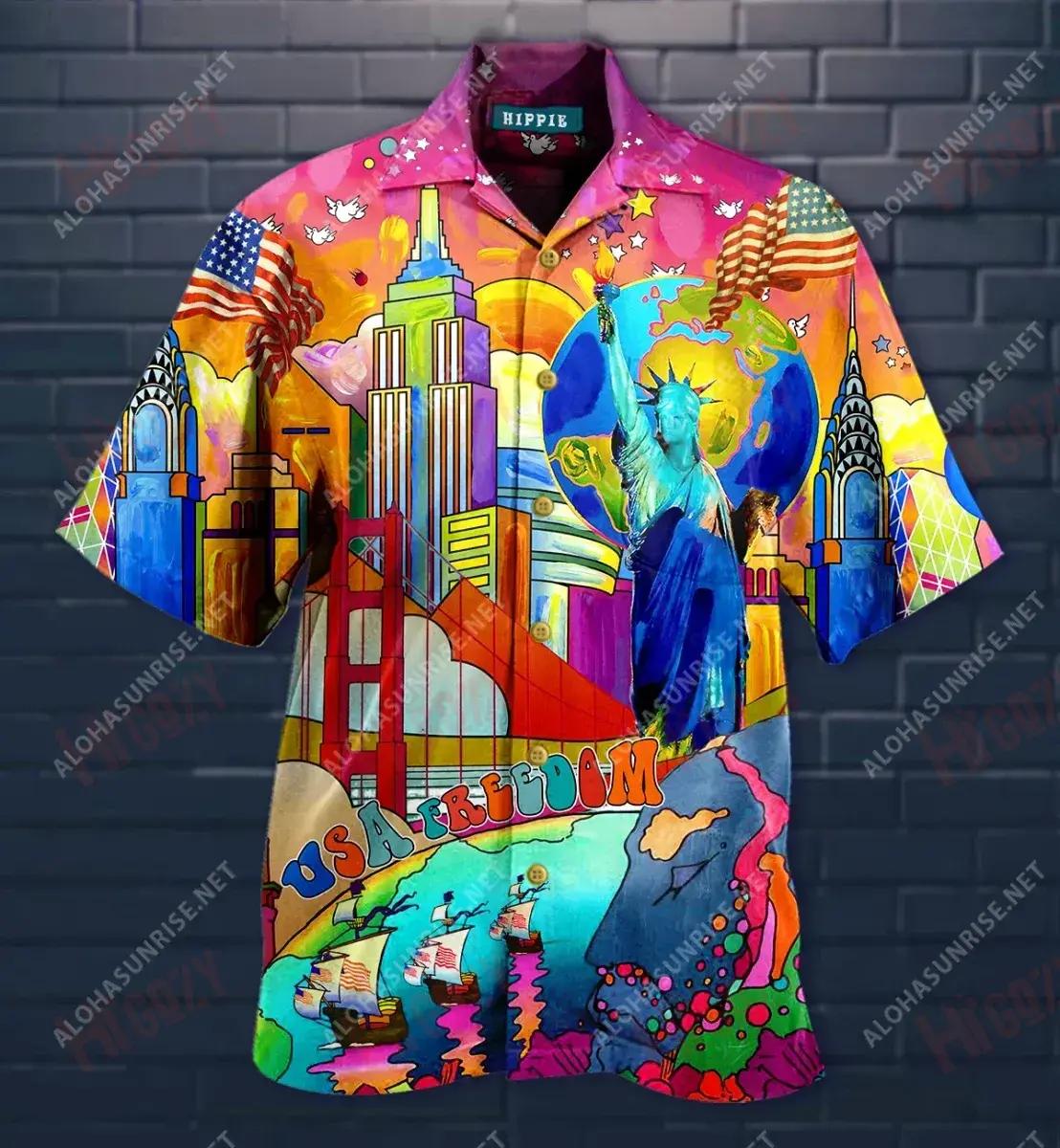 The Usa Stands For Freedom Hippie Short Short Sleeve Shirt Vacation Aloha Shirt Hawaiian Crazy Shirts Hawaiian Shirt Pattern{Size}