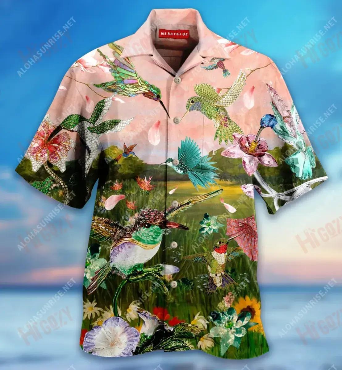 Twinkle Crystal Hummingbird Unisex Short Sleeve Shirt Hobbies Aloha Shirt Tropical Shirts For Men Hawaiian Shirts For Women{Size}