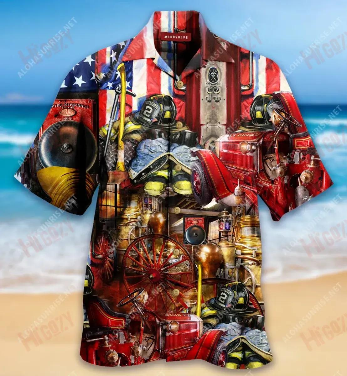 Symbols Of Firefighter Heroes Unisex Short Sleeve Shirt Summer Tropical Shirts Best Hawaiian Shirts Funny Hawaiian Shirts{Size}