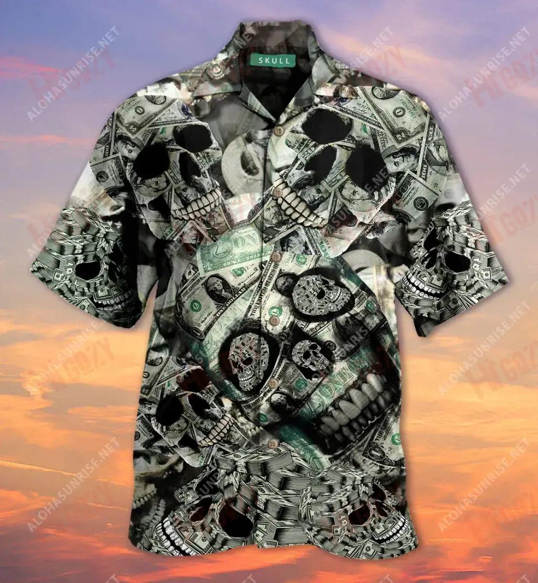 Skull Money Short Hawaiian Shirt Vacation Aloha Shirt Vintage Hawaiian Shirts Hawaiian Shirt Pattern{Size}