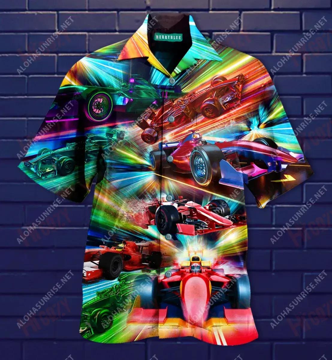 Warning! Auto Racing Fast Short Sleeve Shirt Ocean Short Sleeve Tactical Hawaiian Shirt Funny Hawaiian Shirts{Size}