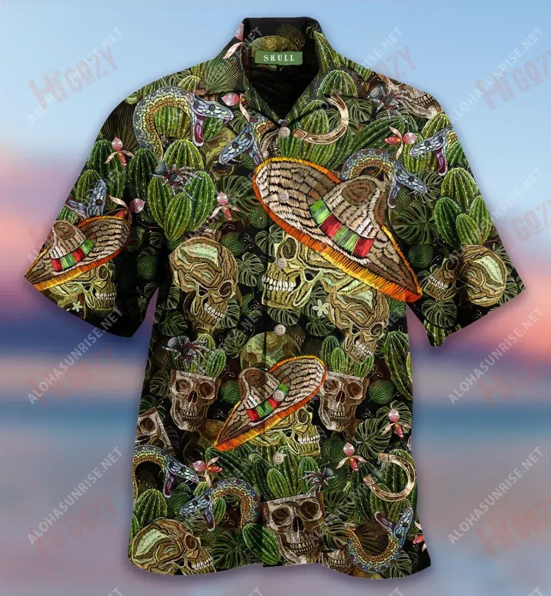 Skull In The Jungle Short Short Sleeve Shirt Ocean Tropical Shirts Hawaiian Crazy Shirts Hawaiian Shirts For Women{Size}