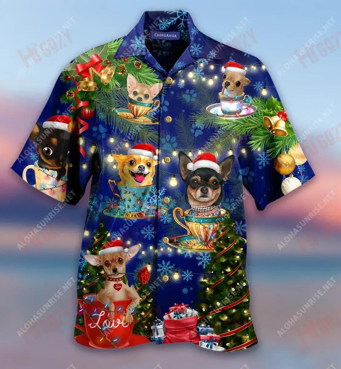 Tiny Lovely Teacup Chihuahua Short Hawaiian Shirt Ocean Aloha Shirt Tropical Shirts For Men Hawaiian Shirts For Men{Size}