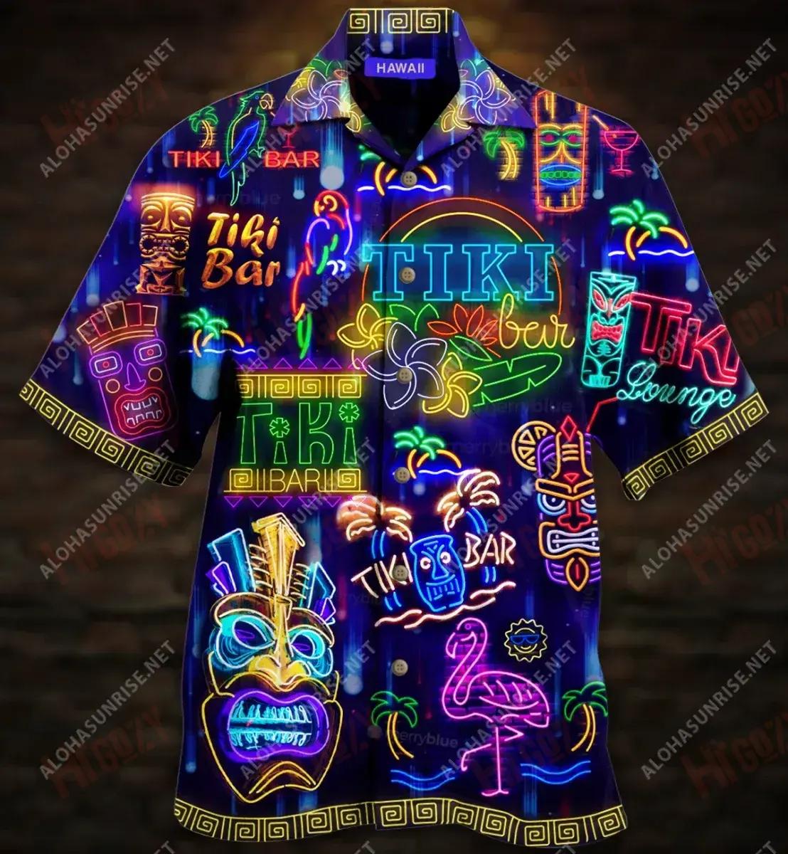 Tiki Bar It'S 5 O'Clock Somewhere Unisex Short Sleeve Shirt Vacation Aloha Shirt Custom Hawaiian Shirts Funny Hawaiian Shirts{Size}