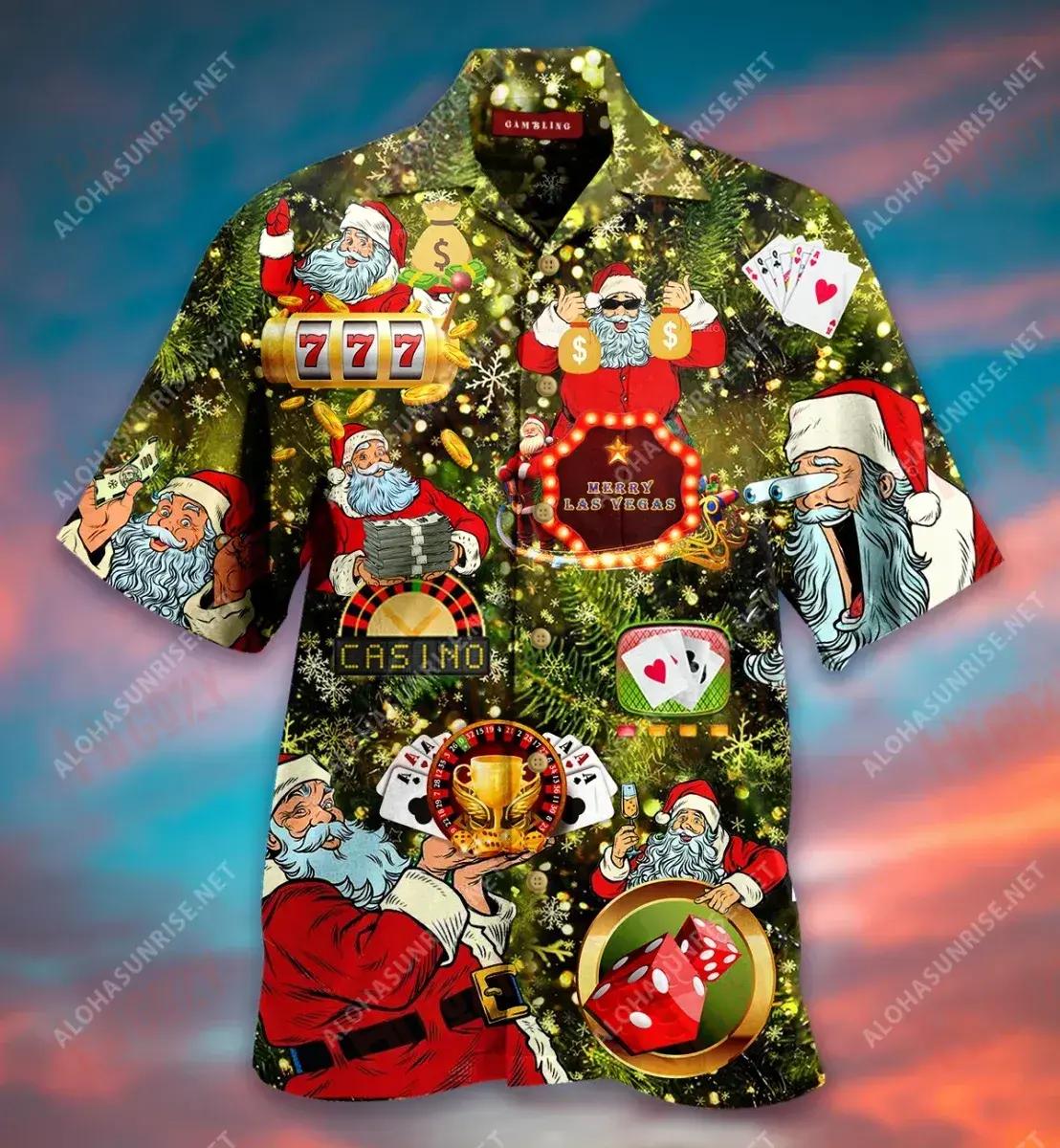 Who Is A Gambling Man Santa Claus Short Short Sleeve Shirt Ocean Hawaiian T Shirts Custom Hawaiian Shirts Hawaiian Shirt Pattern{Size}