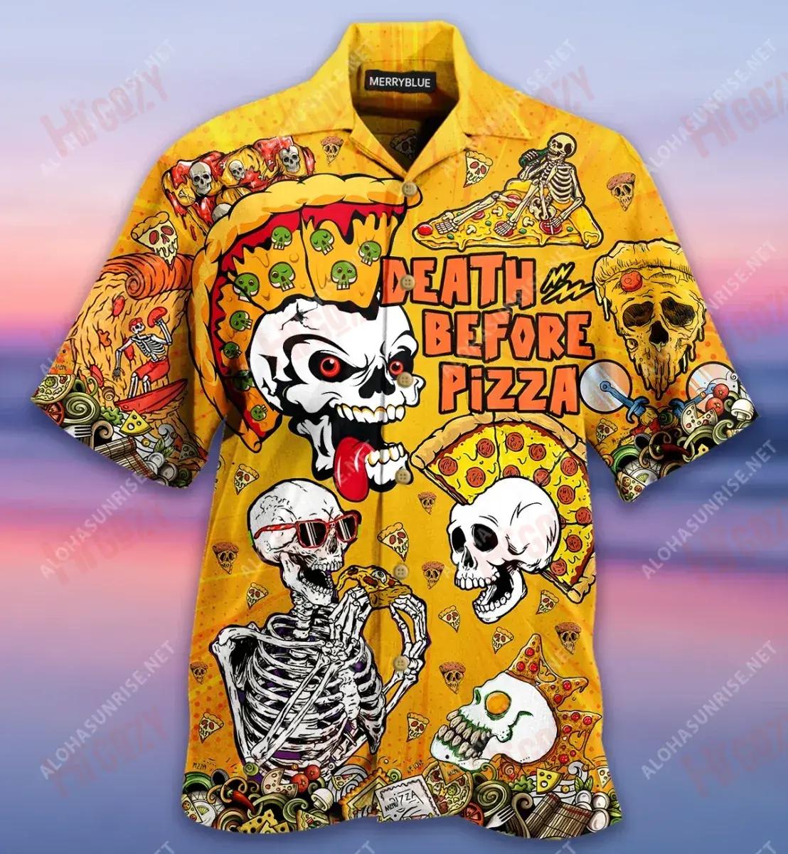 We'Re Death Before Pizza Unisex Short Sleeve Shirt Vacation Tropical Shirts Hawaiian Crazy Shirts Hawaiian Shirt Pattern{Size}