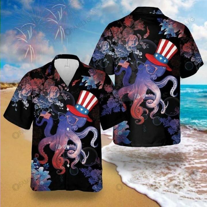 SOUL OF AN OCTOPUS 4TH OF JULY HAWAIIAN SHIRT{Size}