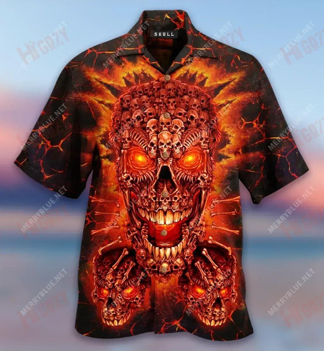 Skulls Hell Is Empty Short Short Sleeve Shirt Vacation Hawaiian T Shirts Best Hawaiian Shirts Hawaiian Shirt Pattern{Size}