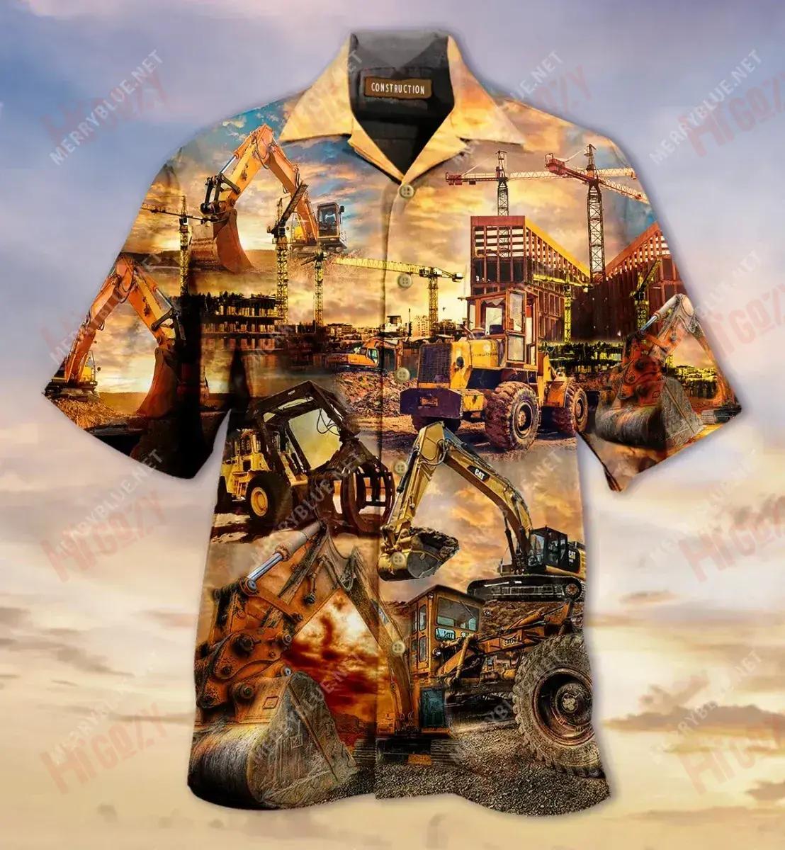 We Build With Passion Construction Short Short Sleeve Shirt Ocean Tropical Shirts Tropical Shirts For Men Funny Hawaiian Shirts{Size}