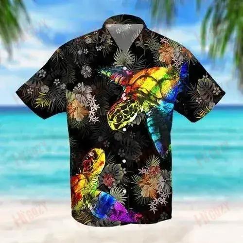 Turtle Lgbt - Short Sleeve Shirt Vacation Hawaiian T Shirts Hawaiian Crazy Shirts Hawaiian Shirts For Men{Size}