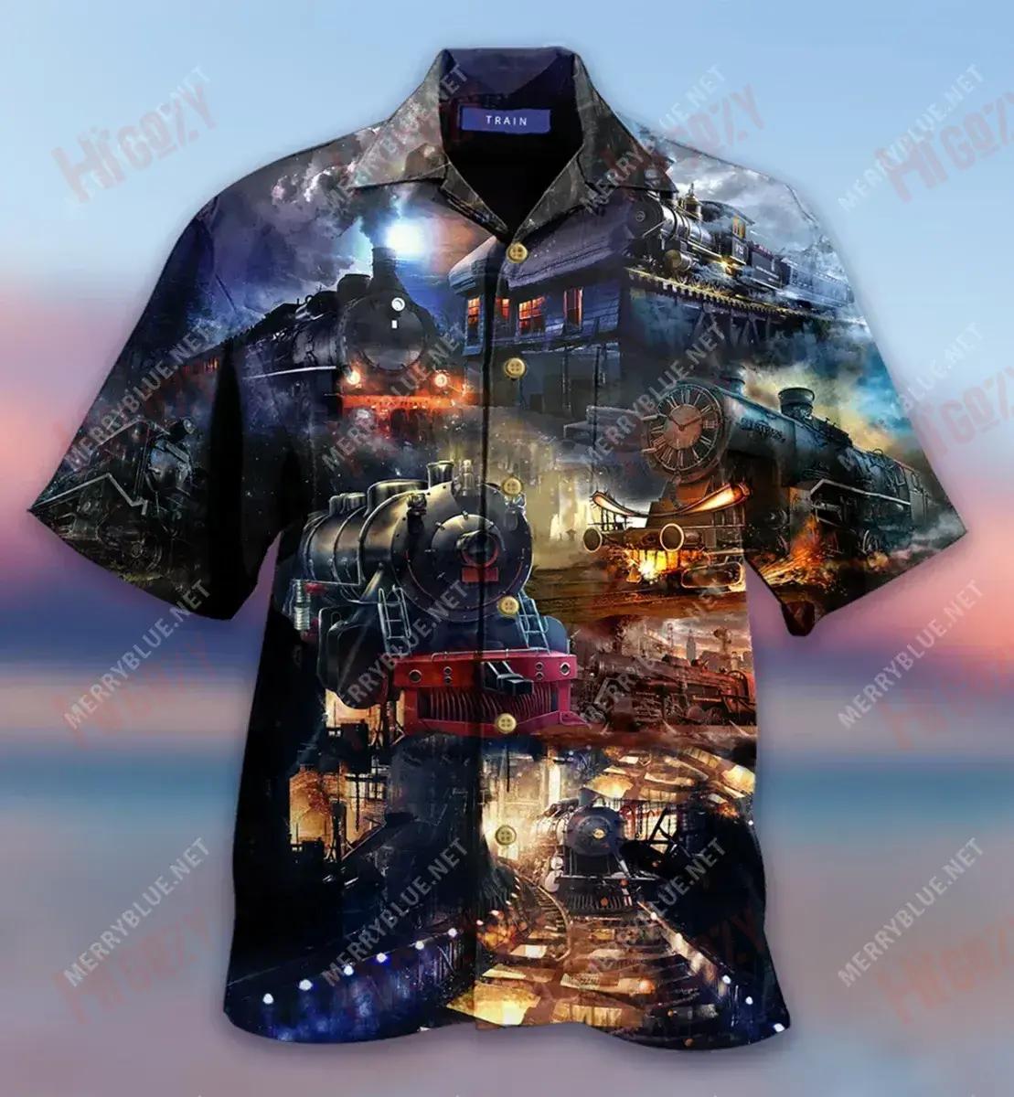 Trains To Somewhere Nobody Knows Short Short Sleeve Shirt Ocean Short Sleeve Tactical Hawaiian Shirt Hawaiian Shirts For Women{Size}