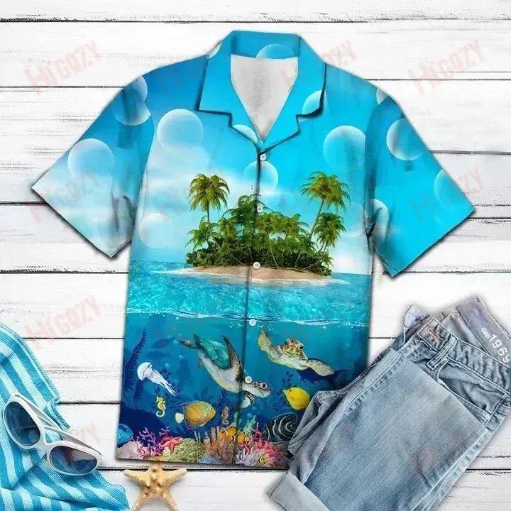 Turtle Island - Short Sleeve Shirt Ocean Tropical Shirts Tactical Hawaiian Shirt Hawaiian Shirt Pattern{Size}