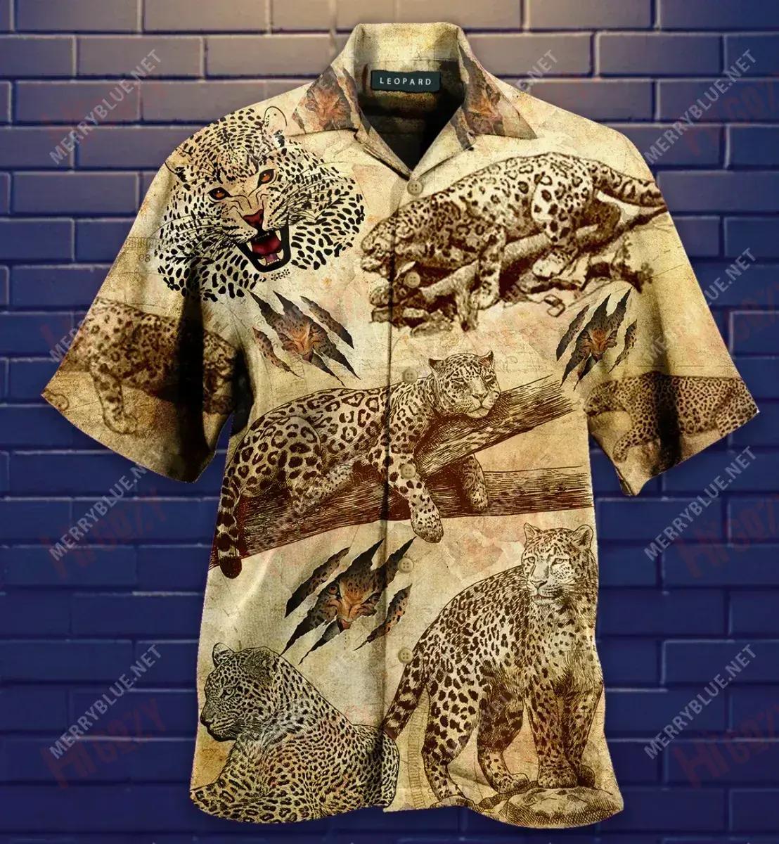 Time For Leopard Short Short Sleeve Shirt Summer Aloha Shirt Hawaiian Crazy Shirts Funny Hawaiian Shirts{Size}