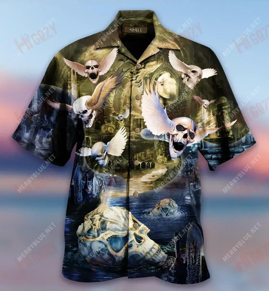 Soul Skull In Your Mind Short Hawaiian Shirt Ocean Hawaiian T Shirts Custom Hawaiian Shirts Hawaiian Shirts For Men{Size}