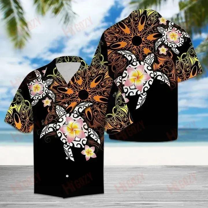 Turtle Floral Hawaiian Shirt Summer Short Sleeve Best Hawaiian Shirts Funny Hawaiian Shirts{Size}