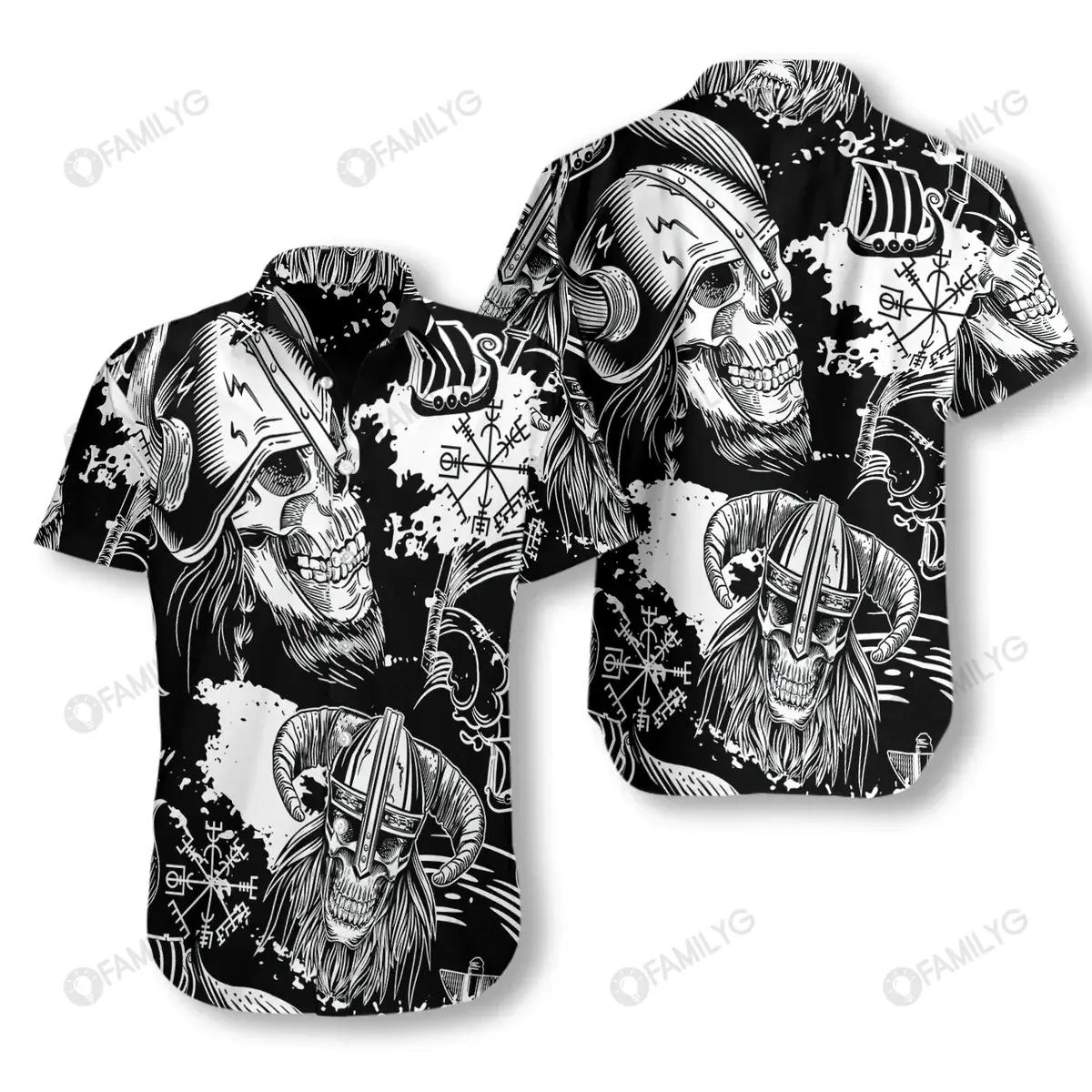 Vikings Shirts - The Vikings Skull Helmet Pattern Hawaiian Shirt{Size}