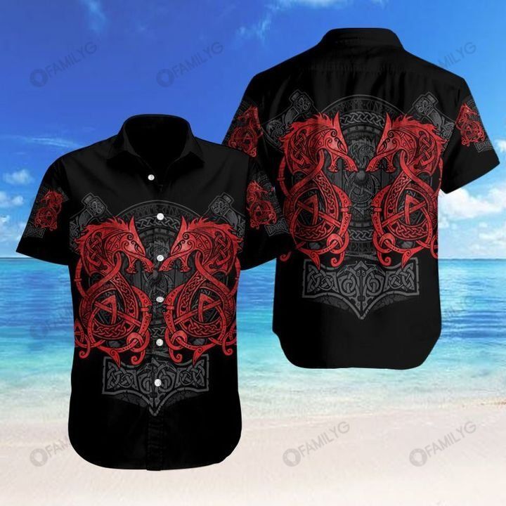 Vikings Shirt - Vikings Fenrir Hawaiian Shirt{Size}