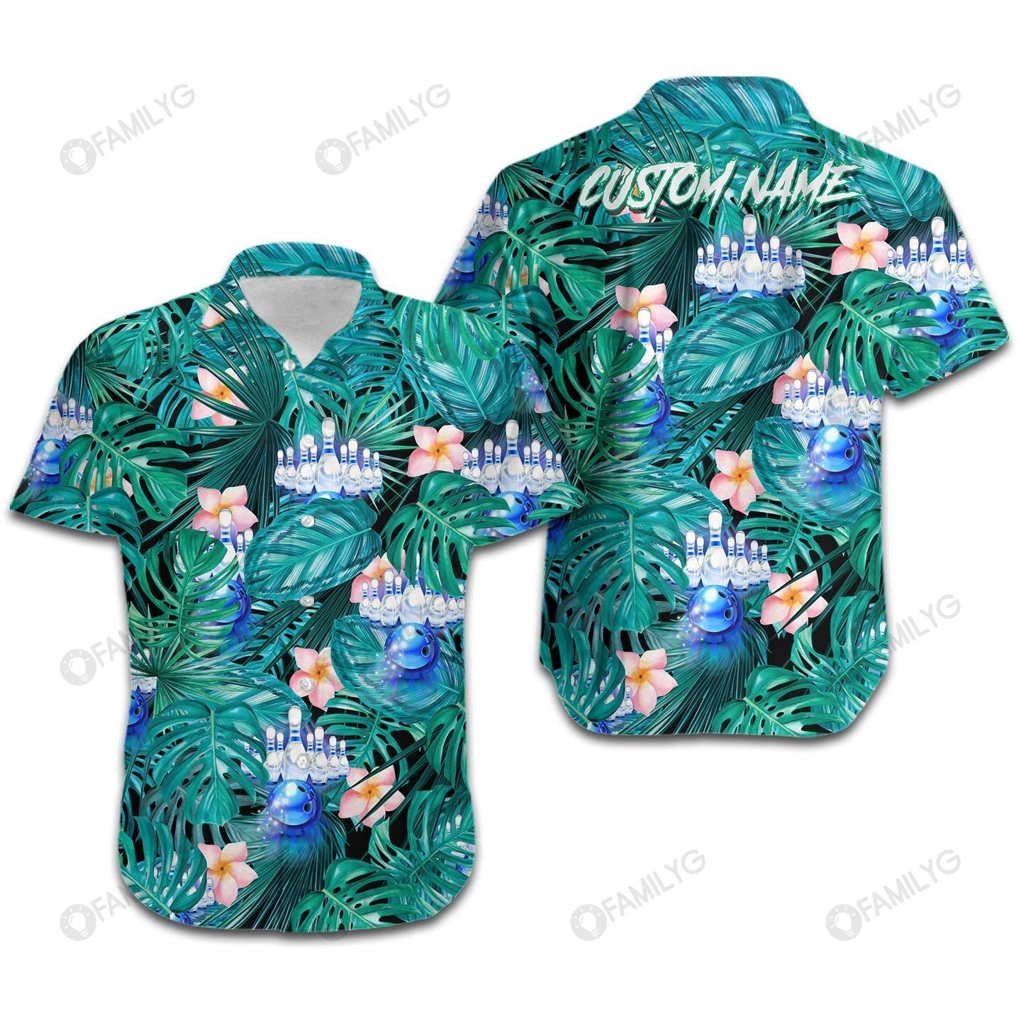 Unique Bowling Shirts - Tropical Plumeria Bowling Ball Custom Hawaiian Shirt{Size}