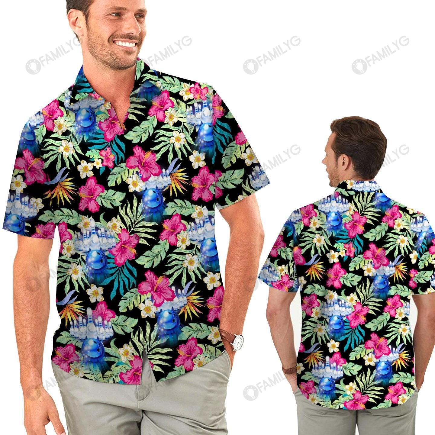 Unique Bowling Shirts - Tropical Hibiscus Bowling Center In Summer - Bowling Hawaiian Shirt{Size}