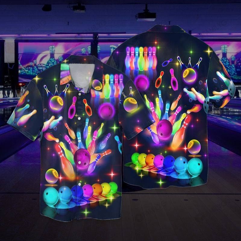 Unique Bowling Shirts - Neon Storm Bowling Shirts For Men Hawaiian Shirt{Size}