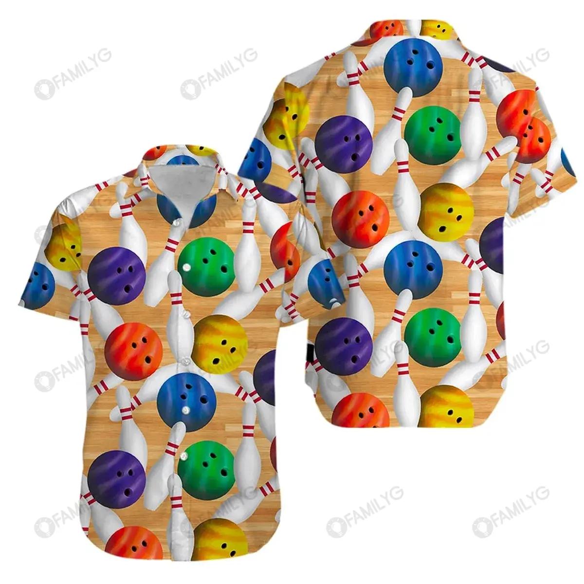 Unique Bowling Shirts - Colorful Strike Bowling Pin Hawaiian Shirt{Size}