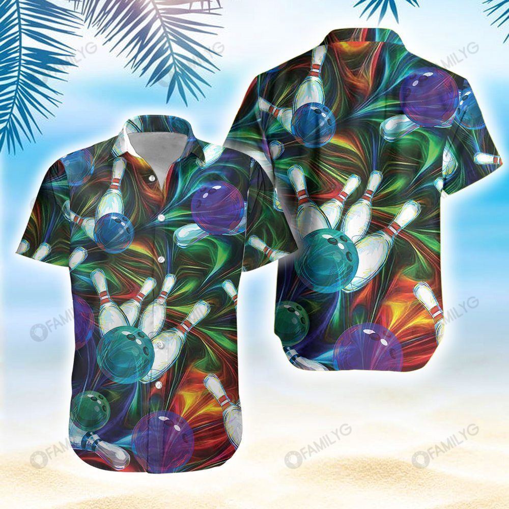 Unique Bowling Shirts - Neon Bowling Ball Hawaiian Shirt{Size}