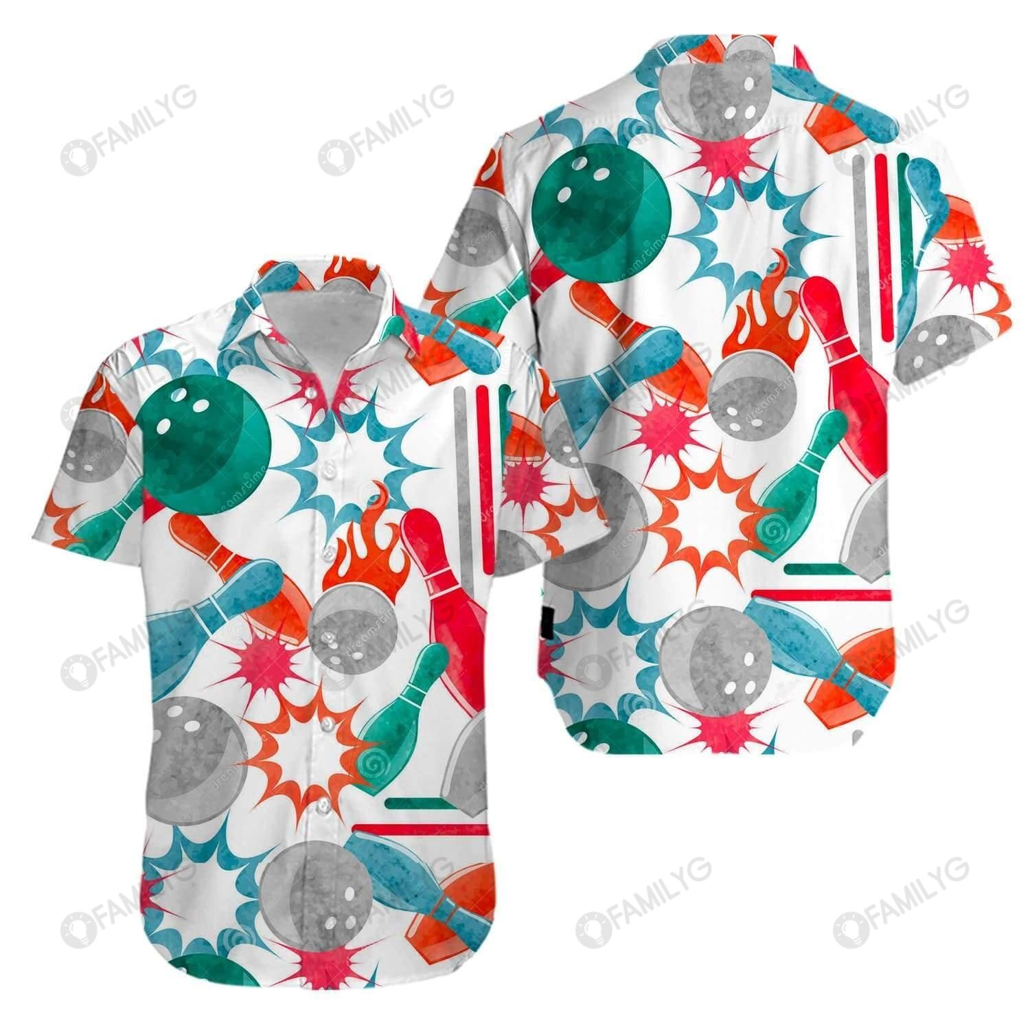 Unique Bowling Shirts - Retro Bowling Strike Green Pink Unisex Hawaiian Shirt{Size}