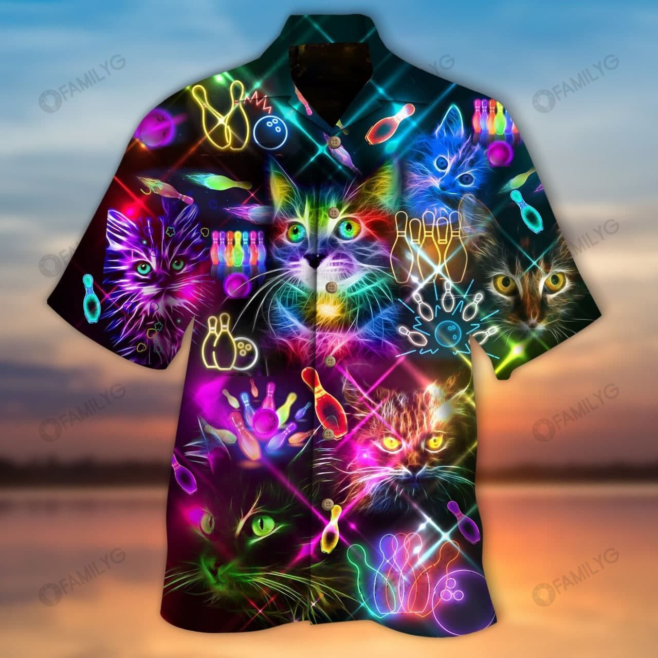 Unique Bowling Shirts - Rolling With My Homies Cats Bowling Hawaiian Shirt LH1505{Size}