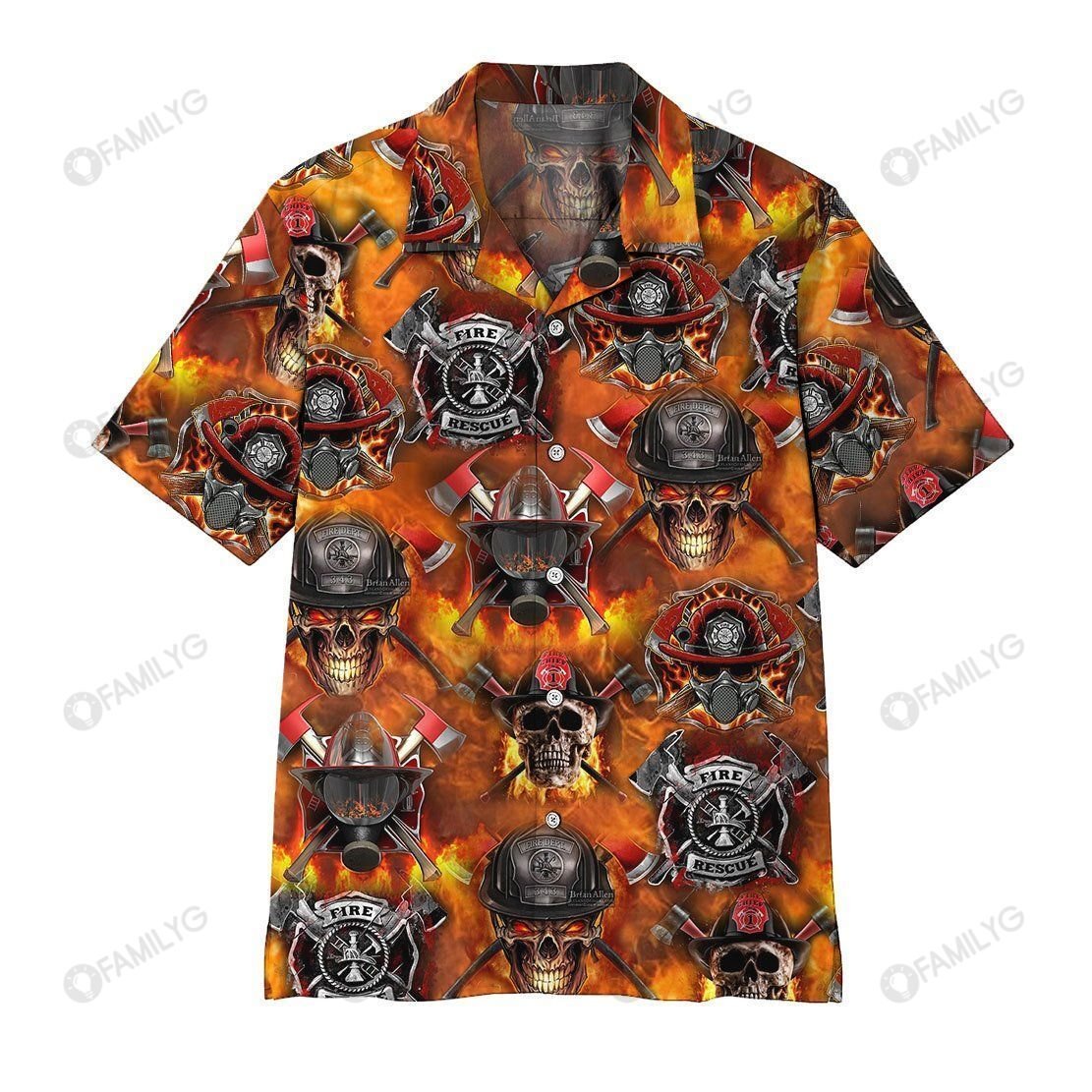 Skull Shirt - Firefighter Skull Best Design Unisex Hawaiian Shirt{Size}