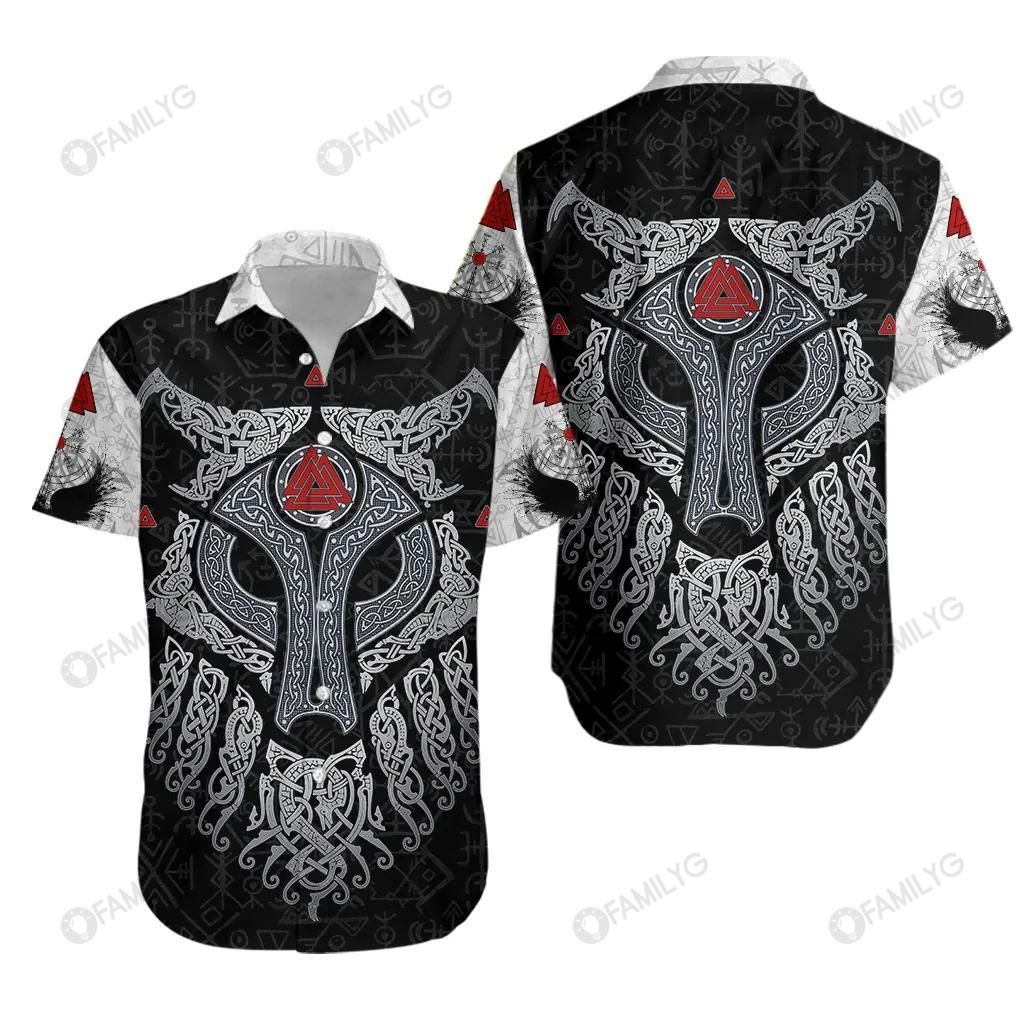 Vikings Shirts - Nordic Vikings Wolf And Raven Colorful Unique - Vikings Hawaiian Shirt{Size}