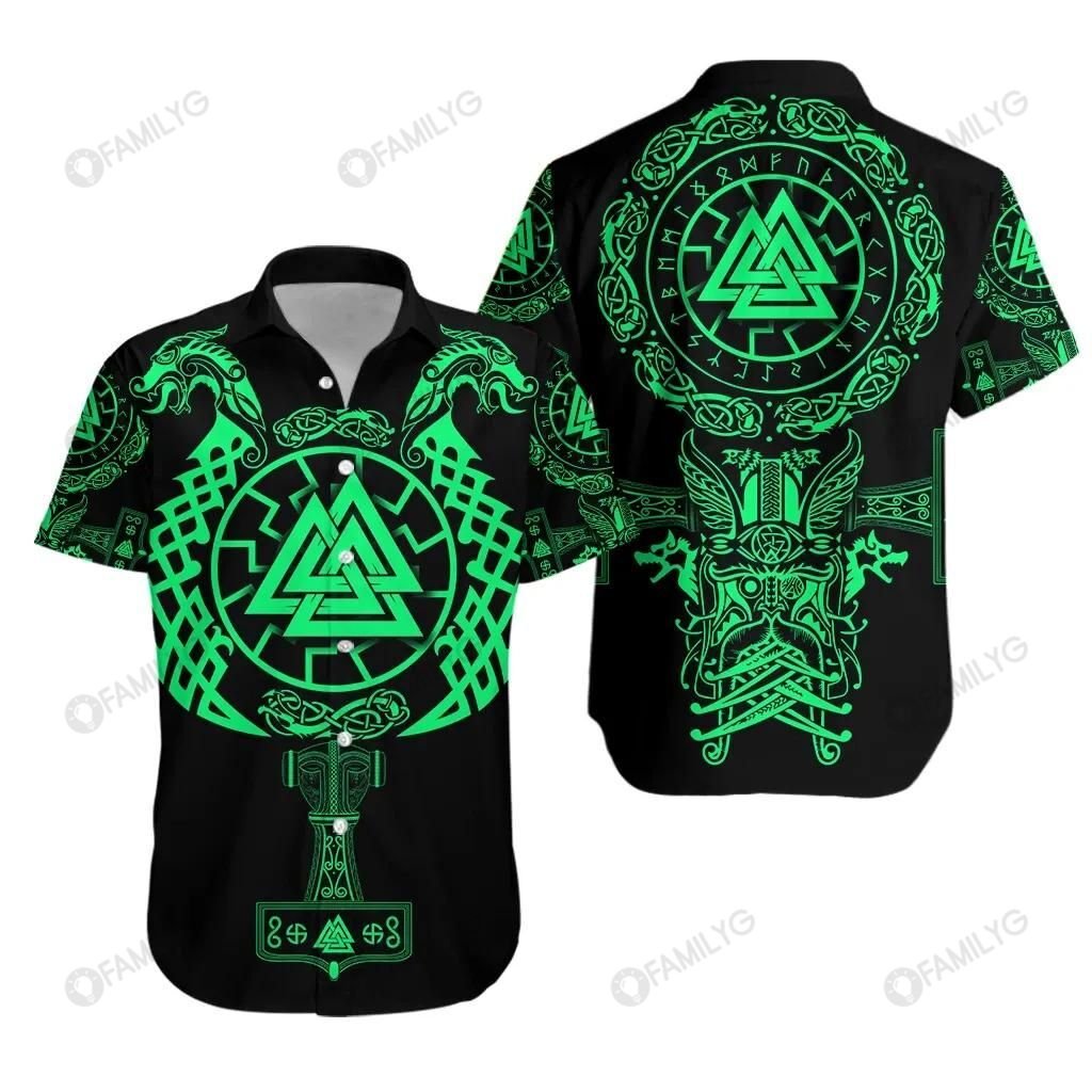 Vikings Shirts - Nordic Real Vikings Valknut Colorful Nice - Vikings Hawaiian Shirt{Size}