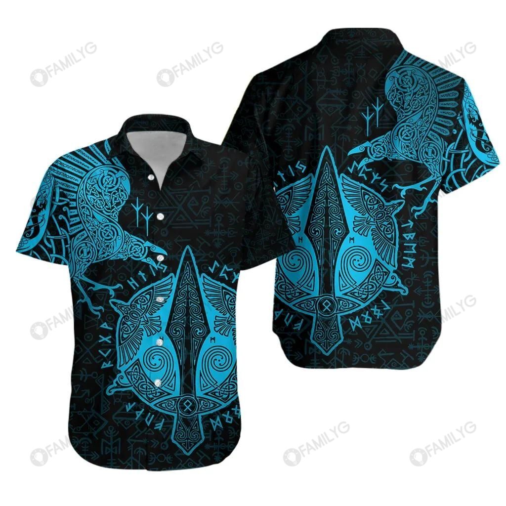 Vikings Shirts - Nordic Vikings Valhalla Raven Colorful - Vikings Hawaiian Shirt{Size}