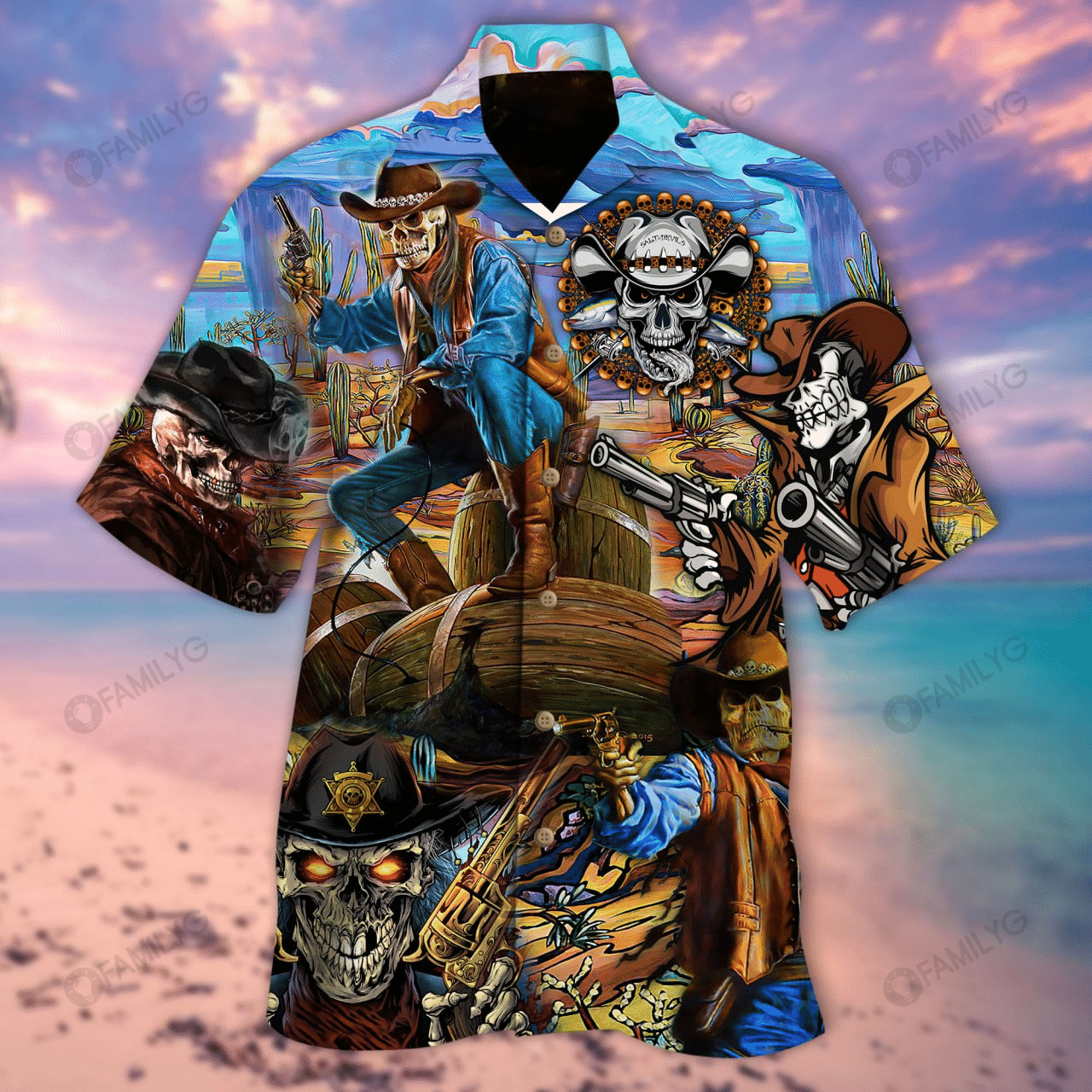 Skull Hawaiian Shirt - When Life Gets Tough, Cowboy Up Skull - RE{Size}