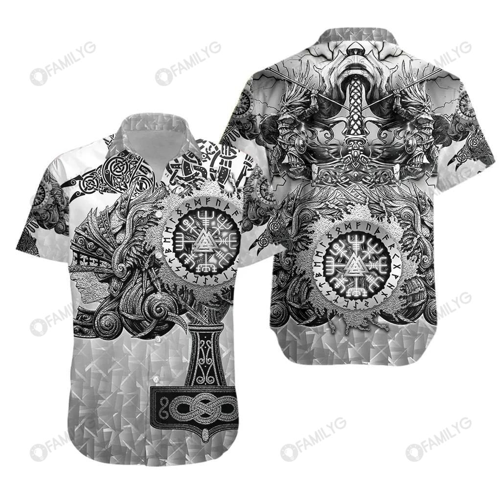 Vikings Shirts - Nordic Vikings Valkyrie White Color - Vikings Hawaiian Shirt{Size}