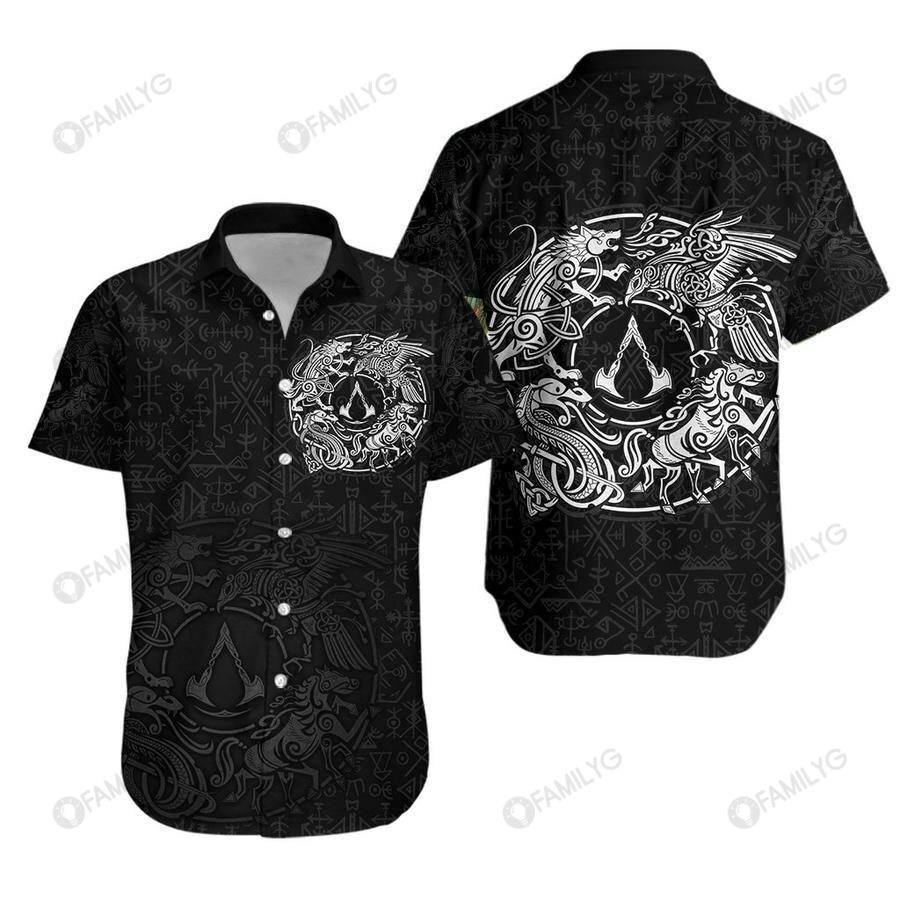 Vikings Shirts - Nordic Vikings Assassin Symbol - The Vikings Hawaiian Shirt{Size}